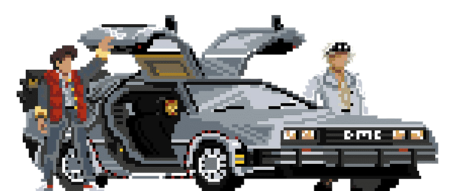 El Delorean, El Doc y Marti McFly